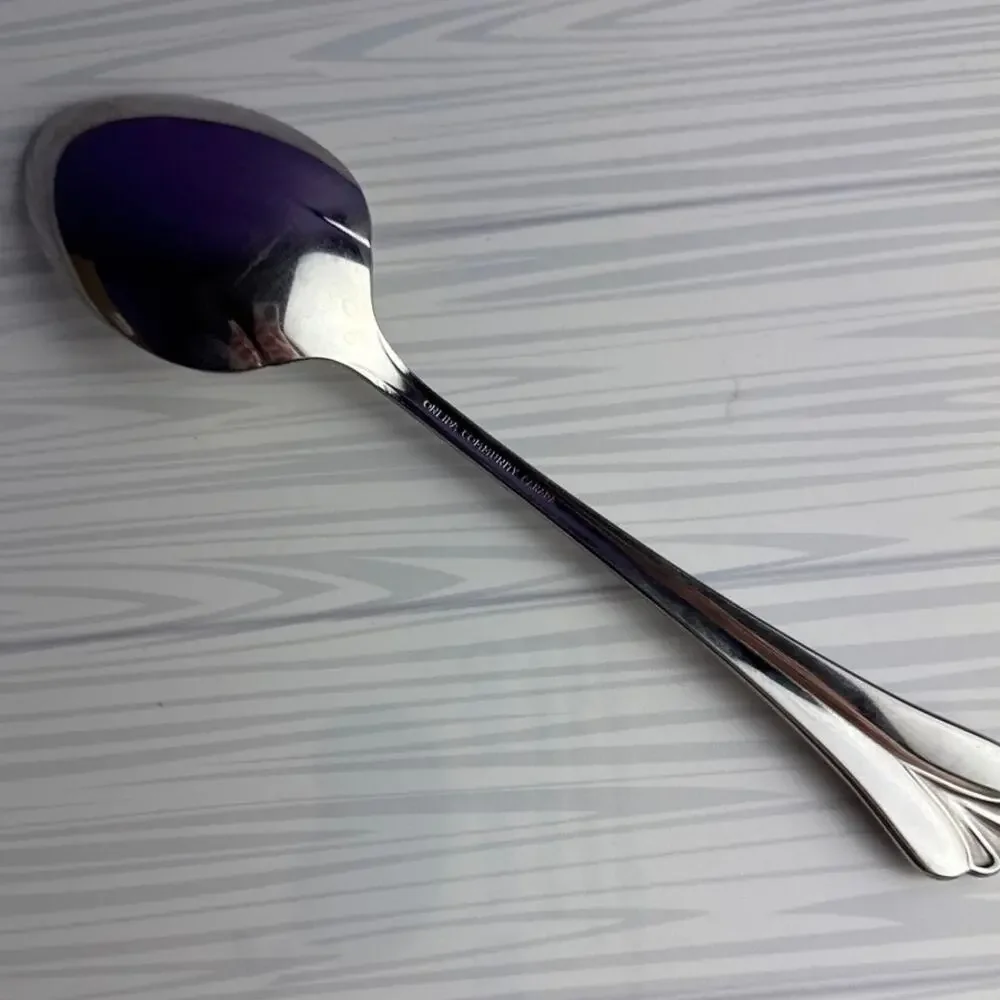 Oneida Community Royal Flute Stainless Serving Spoon Tablespoon Flatware Glossy